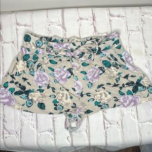 Talula Teal and Cream Floral Shorts